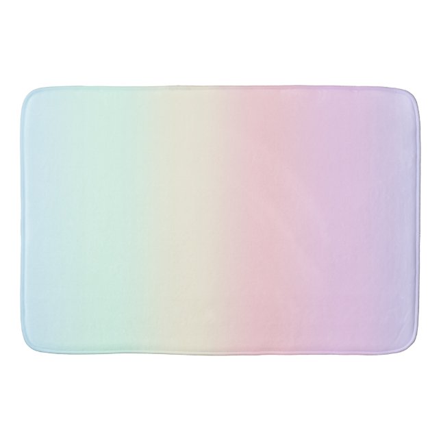 Cute Rainbow colorful gradient Watercolor pastel Bath Mat (Front)