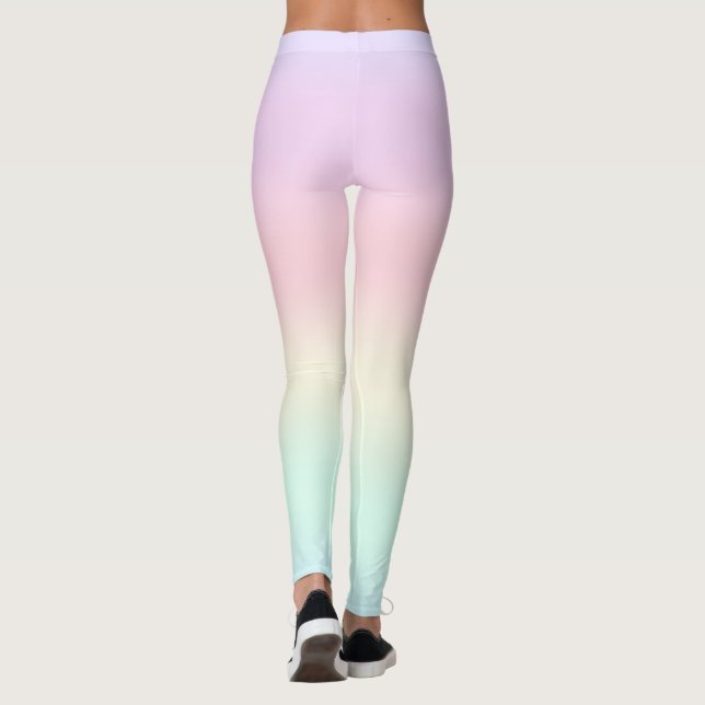 Cute Rainbow colorful gradient Watercolor pastel Leggings (Back)