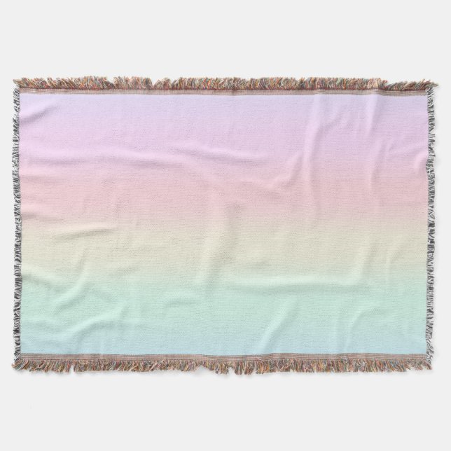 Cute Rainbow colorful gradient Watercolor pastel Throw Blanket (Front)
