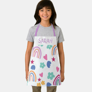 Cute Rainbow Colorful Kids Name  Apron