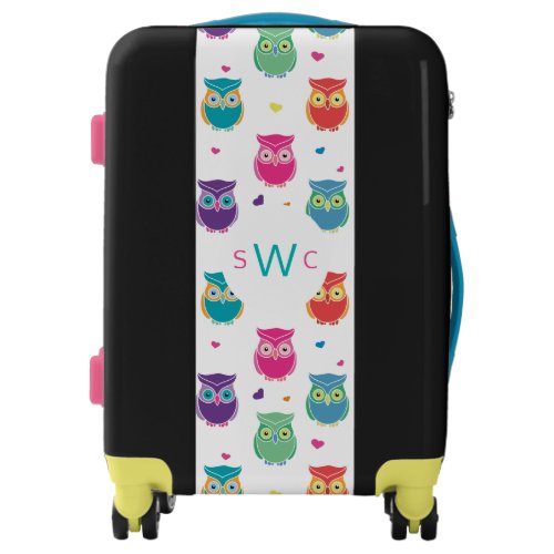 Cute Rainbow Colorful Owl Pattern Tween Teen Kids Luggage