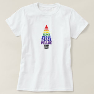 Cute Rainbow Colors Christmas Peace Tree White T-Shirt