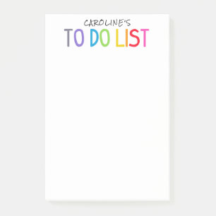 Cute rainbow COLORS PERSONALIZED to do list Post-it Notes