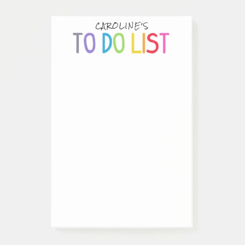 Cute rainbow COLORS PERSONALIZED to do list Post_it Notes