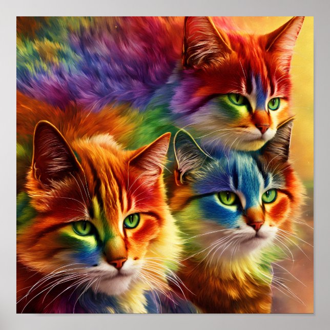Cute rainbow Colors | Rainbow Cat Poster (Front)