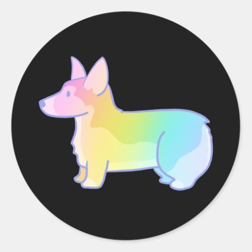 Cute Rainbow Corgi Classic Round Sticker