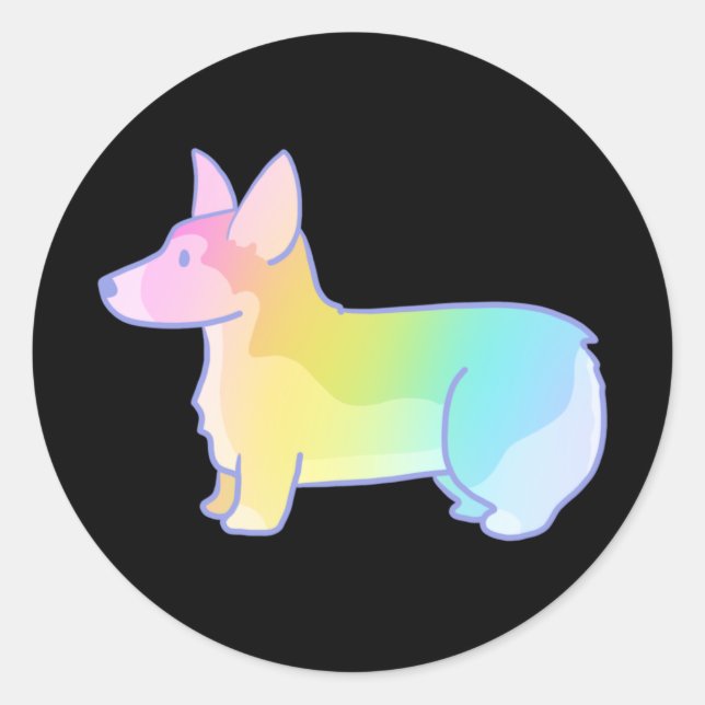 Cute Rainbow Corgi Classic Round Sticker (Front)