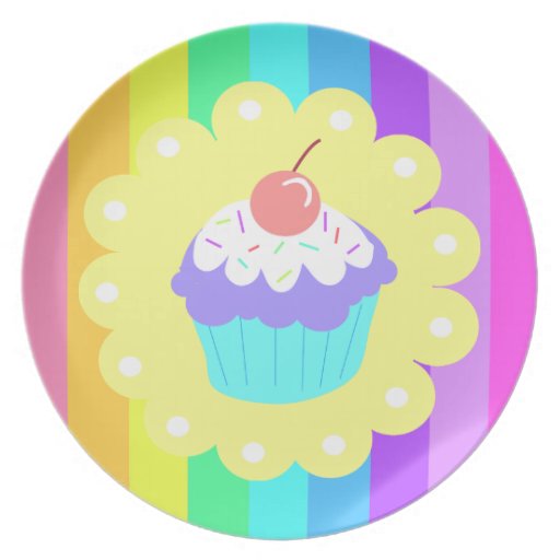 Cute RAINBOW cupcake plate | Zazzle