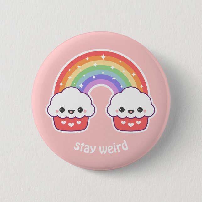 Cute Rainbow Cupcakes Pinback Button (Front)