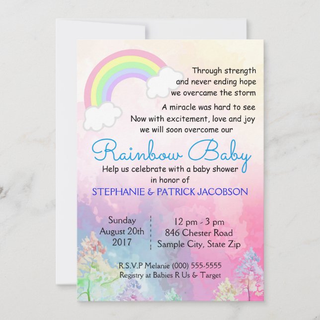 Cute Rainbow Custom Baby Shower RSVP Invitation (Front)