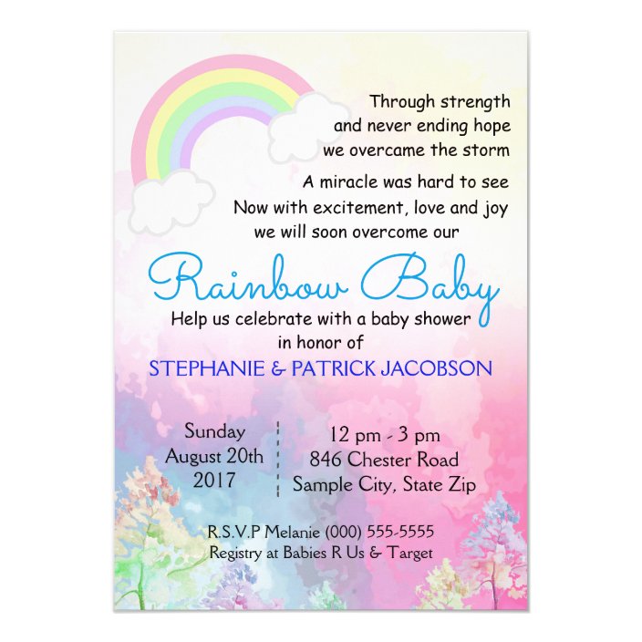 Cute Rainbow Custom Baby Shower RSVP Invitation | Zazzle.com