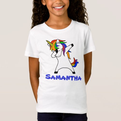 Cute Rainbow Dabbing Unicorn Personalized T_Shirt