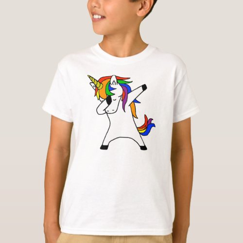 Cute Rainbow Dabbing Unicorn T_Shirt