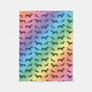 Cute rainbow dachshund pattern fleece blanket