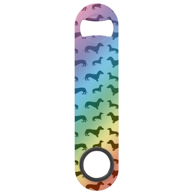 Cute rainbow dachshund pattern speed bottle opener (Front)