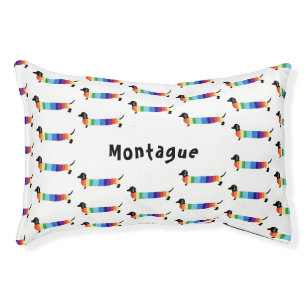 Cute Rainbow Dachshund Patterned Custom Monogram Pet Bed