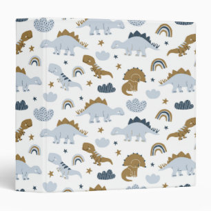 Cute Rainbow Dinosaur Pattern 3 Ring Binder