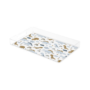 Cute Rainbow Dinosaur Pattern Acrylic Tray