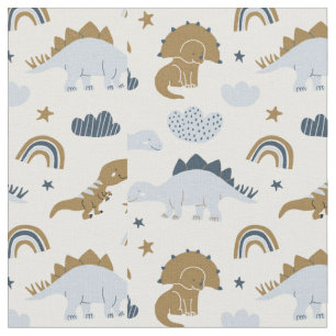 Cute Rainbow Dinosaur Pattern Fabric