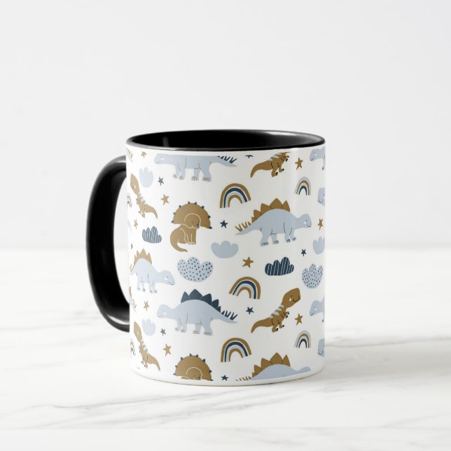Cute Rainbow Dinosaur Pattern Mug (Front Left)