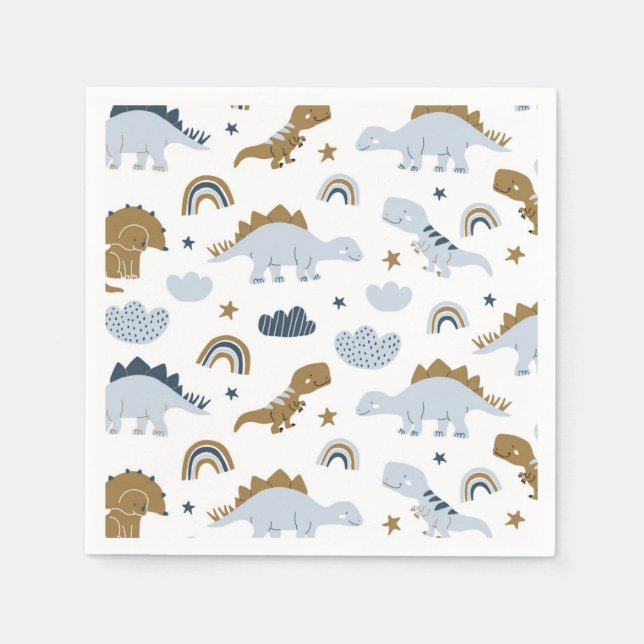 Cute Rainbow Dinosaur Pattern Napkins (Front)