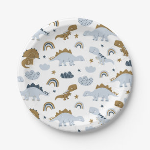 Cute Rainbow Dinosaur Pattern Paper Plates
