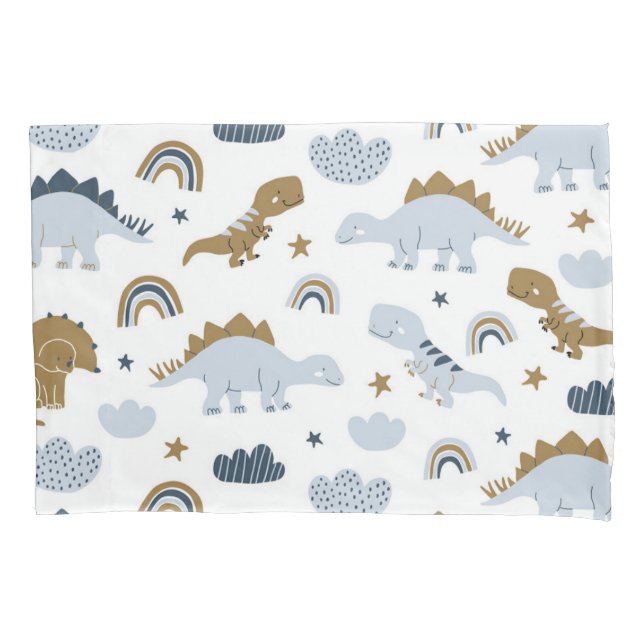 Cute Rainbow Dinosaur Pattern Pillow Case (Front)