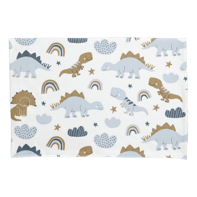 Cute Rainbow Dinosaur Pattern Pillow Case (Front)