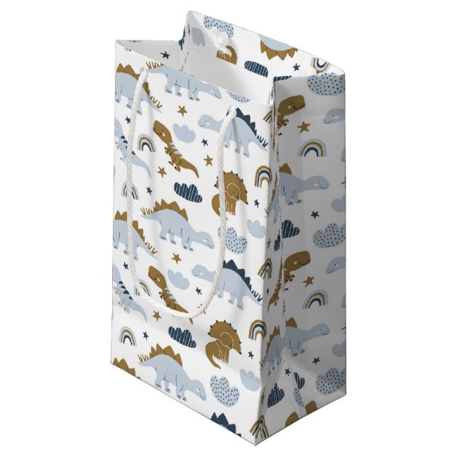 Cute Rainbow Dinosaur Pattern Small Gift Bag (Front Angled)