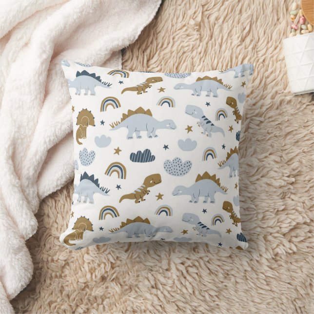 Cute Rainbow Dinosaur Pattern Throw Pillow (Blanket)
