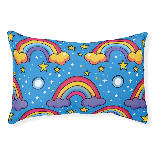 Cute Rainbow Dog Bed – Colorful Cartoon Rainbow  (Front)