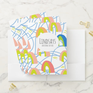 Cute Rainbow Doodles and Scribbles Pocket Folder