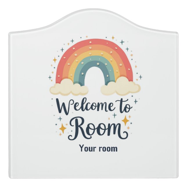 Cute Rainbow Door Sign for Classroom (Large Crest Front)