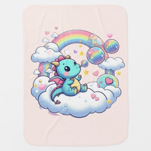 CuteRainbowDragonWhimsical  Baby Blanket