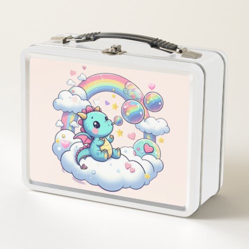 CuteRainbowDragonWhimsical  Metal Lunch Box