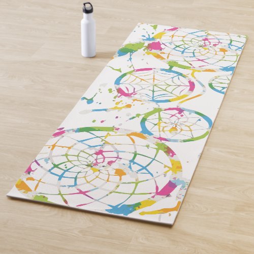 Cute Rainbow Dreamcatcher White Pattern Watercolor Yoga Mat