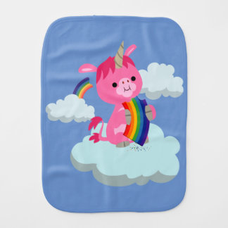 Cute Rainbow-Eating Cartoon Unicorn Burp Cloth