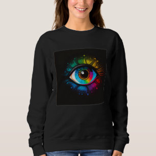 Cute Rainbow Eye Illustration Colorful Tears Uniqu Sweatshirt