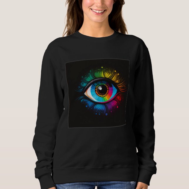 Cute Rainbow Eye Illustration Colorful Tears Uniqu Sweatshirt (Front)