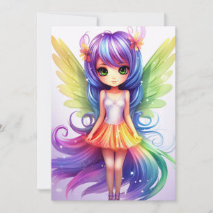 Cute Rainbow Fairy Holiday Card