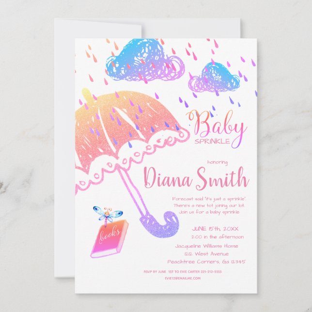 Cute Rainbow Fantasy Baby Sprinkle Shower Invitation (Front)