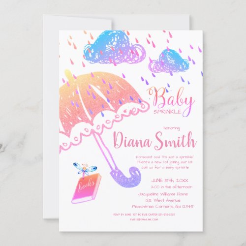 Cute Rainbow Fantasy Baby Sprinkle Shower Invitation