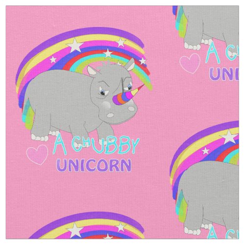 Cute Rainbow Fantasy Chubby Unicorn Fun Novelty Fabric