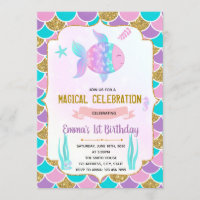 Cute rainbow fish theme invitation