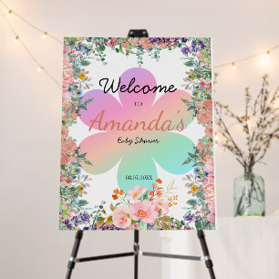 Cute rainbow floral gradient Welcome baby shower Foam Board