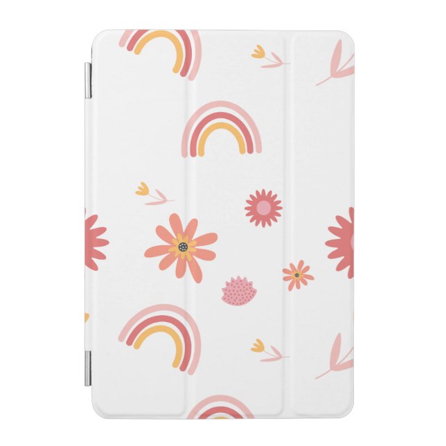 Cute Rainbow & Floral Pastel Pattern iPad Mini Cover (Front)
