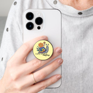 Cute Rainbow Floral Snail Pop Grip, Phone Grip