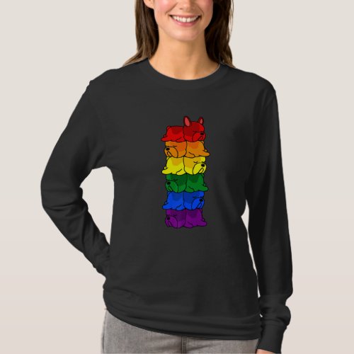 Cute Rainbow French Bulldog Gay Pride Lgbt Puppy T_Shirt