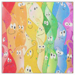 Cute Rainbow Funny Face Blob Monsters Fabric