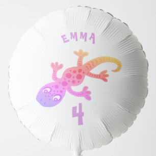 Cute Rainbow Gecko Lizard Birthday Party Balloon